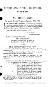 AUSTRALIAN CAPITAL TERRITORY. No. 12 of[removed]AN ORDINANCE To amend the Real Property