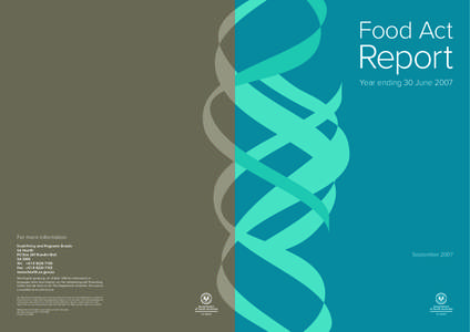 Food Act Report Year Ending 30 June 2007