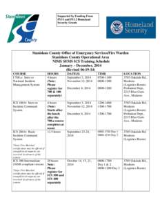 Supported by Funding From FY11 and FY12 Homeland Security Grants Stanislaus County Office of Emergency Services/Fire Warden Stanislaus County Operational Area