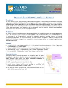 Public Safety Communications Fact Sheet March 2014 http://www.OES.ca.gov 601 Sequoia Pacific Boulevard, Sacramento, CA 95811