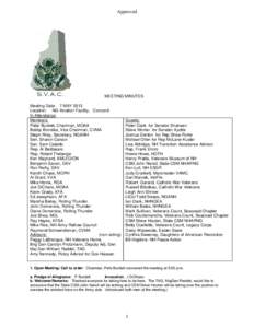 Approved  MEETING MINUTES Meeting Date: 7 MAY 2013 Location: NG Aviation Facility, Concord In Attendance: