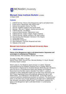 Monash Asia Institute Bulletin[removed]March 2009 Contents