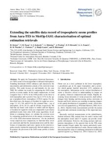 Atmos. Meas. Tech., 7, 4223–4236, 2014 www.atmos-meas-tech.netdoi:amt © Author(sCC Attribution 3.0 License.  Extending the satellite data record of tropospheric ozone profiles