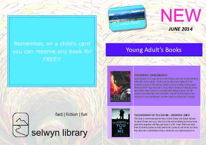 JUNE 2014 Remember, on a child’s card you can reserve any book for FREE!!  Young Adult’s Books