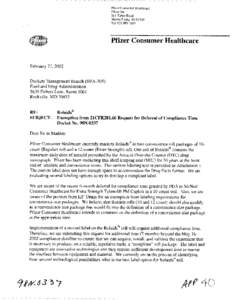 Pfizer Consumer Hea  ockets rug Administratiun 5630 Fishers Lane, Room 1061