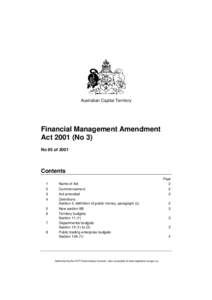 Australian Capital Territory  Financial Management Amendment Act[removed]No 3) No 95 of 2001