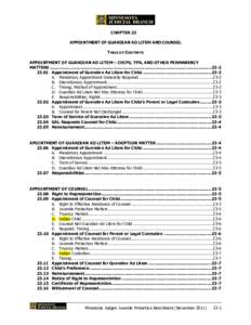 CHAPTER 23 Chapter 23 APPOINTMENT OF GUARDIAN AD LITEM AND COUNSEL TABLE OF CONTENTS