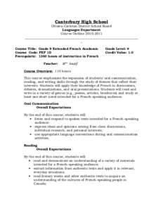 Canterbury High School Ottawa-Carleton District School Board Languages Department Course Outline[removed]_______________________________________________________________________ _