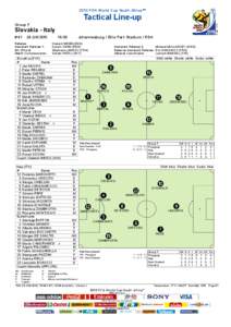 2010 FIFA World Cup South Africa™  Tactical Line-up