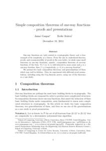 Simple composition theorems of one-way functions – proofs and presentations Jaime Gaspar∗ Eerke Boiten†