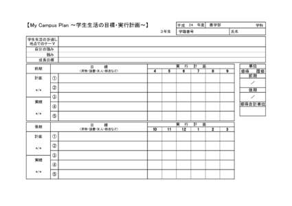 保存 【My Campus Plan ～学生生活の目標・実行計画～】 平成 ３年生