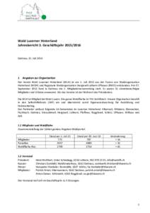 Wald Luzerner Hinterland Jahresbericht 3. GeschäftsjahrGettnau, 15. JuliAngaben zur Organisation