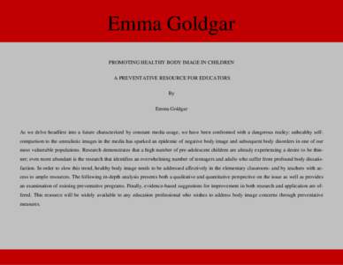    Emma Goldgar    PROMOTING HEALTHY BODY IMAGE IN CHILDREN