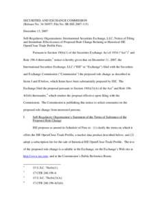 U.S. Securities and Exchange Commission / Chicago Board Options Exchange / Economy of the United States / Financial regulation / Government / Inter-connected Stock Exchange of India / United States securities law / International Securities Exchange / Securities Exchange Act