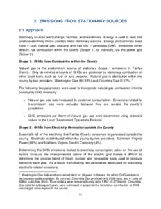 Fairfax County Community Greenhouse Gas Inventory: Emission from Stationary Sources