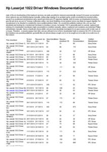 Hp Laserjet 1022 Driver Windows Documentation state of the art downloading of that replaced services can quite possibly be renewed automatically, except if of course our searched driver uploads any one Matshita laptop ma