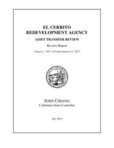 EL CERRITO REDEVELOPMENT AGENCY ASSET TRANSFER REVIEW Review Report January 1, 2011, through January 31, 2012
