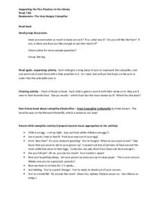 Supporting the Five Practices in the Library Read, Talk Bookworms: The Very Hungry Caterpillar Read book Small group discussions