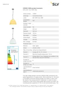 www.slv.de  ORION CONE pendant luminaire white, E27, max. 60W, Glas Article number