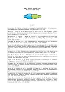 AACL Bioflux, Volume 5(4) September 30, 2012 Contents Simeonidou M., Paschos I., Gouva E., Kolygas M., Perdikaris C., 2012 Performance of a small-scale modular aquaponic system. AACL Bioflux 5(4):.