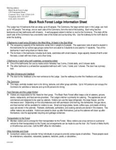 Black Rock Forest Lodge Visitors Itinerary Form
