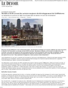 McGill et l’ETS seront des acteurs majeurs du développement de Griffintown | Le Devoir