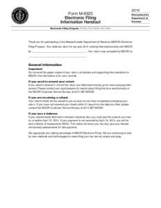 Form M-9325 Electronic Filing Information Handout 2014