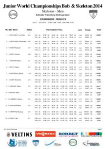 Junior World Championships Bob & Skeleton 2014 Skeleton - Men Bobbahn Winterberg Hochsauerland