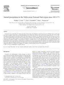 Droughts / Climatology / Paleoclimatology / Physical geography / Pacific decadal oscillation / Climate oscillation / Palmer Drought Index / YNP / Proxy / Atmospheric sciences / Meteorology / Climate history