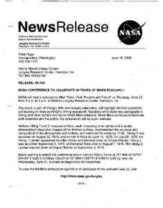 NewsRelease National Aeronautics and Space Administration Langley Research Center Hampton, Va[removed]