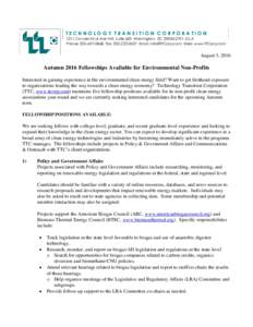 TECHNOLOGY TRANSITION CORPORATIONConnecticut Ave NW, Suite 650, Washington, DCU.S.A. Phone: , Fax: , Email: , Web: www.TTCorp.com  August 3, 2016