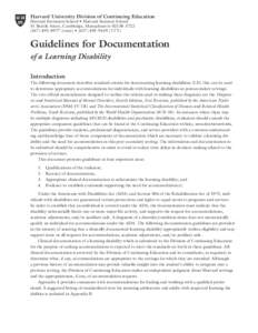 Harvard University Division of Continuing Education Harvard Extension School • Harvard Summer School 51 Brattle Street, Cambridge, Massachusetts[removed][removed]voice) • ([removed]TTY)  Guidelines fo