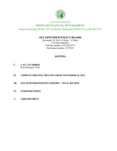 Sex Offender Policy Board Meeting Agenda - December 10, 2014