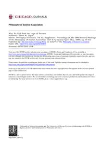 Philosophy of Science Association  Why We Still Need the Logic of Decision Author(s): James M. Joyce Source: Philosophy of Science, Vol. 67, Supplement. Proceedings of the 1998 Biennial Meetings of the Philosophy of Scie