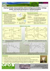 Grazing intensity and precipitation affects herbage accumulation, herbage quality, and animal performance in semiarid grassland P. Schönbach, H. Wan, M. Gierus, K. Müller, L. Lin, A. Susenbeth, and F. Taube Background