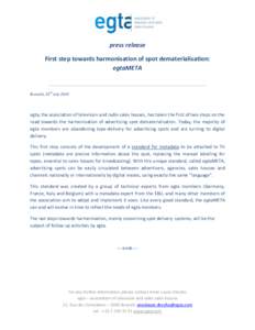 press release First step towards harmonisation of spot dematerialisation: egtaMETA th