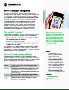 Mobile Transaction Management According to Forrester Research, mobile will drive $114B of commerce transactions this year alone. Enterprises must capitalize on this opportunity from the mobile channel to engage with more