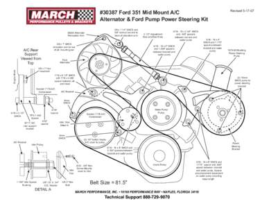 #30387 Ford 351 Mid Mount A/C Alternator & Ford Pump Power Steering Kit 3/8 x 1 1/4