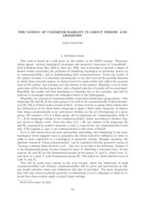 THE NOTION OF COMMENSURABILITY IN GROUP THEORY AND GEOMETRY LUISA PAOLUZZI