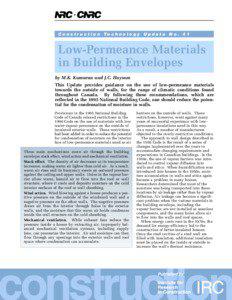 Low-Permeance Materials in Building Envelopes