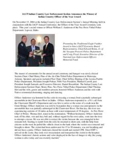 IACP Indian Country Law Enforcement Section Announces the Winner of