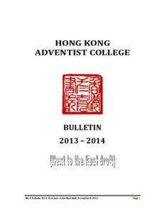 HONG KONG ADVENTIST COLLEGE BULLETIN 2013 – 2014