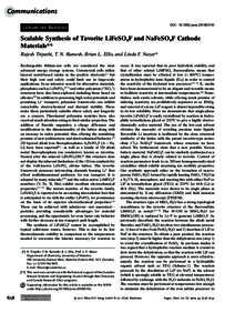 Communications DOI: anieLithium-Ion Batteries  Scalable Synthesis of Tavorite LiFeSO4F and NaFeSO4F Cathode