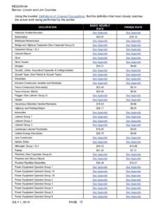 REGION #4 Benton, Lincoln and Linn Counties Using the booklet, Definitions of Covered Occupations, find the definition that most closely matches the actual work being performed by the worker. BASIC HOURLY RATE