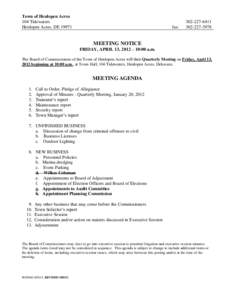 Politics / Henlopen Acres /  Delaware / Executive session / Agenda / Government / Law / Delaware / Commissioner / Audit committee / Meetings / Parliamentary procedure / Committees