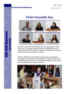 April, 2014 EARLY CAREER SCIENTISTS ASSOCIATION (ECSA) Volume 2, Issue 2  1