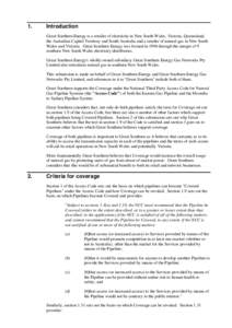 Application for coverage of the Eastern Gas Pipeline, Submission by Great Southern Energy in response to NCC Draft Recommendation, June 2000