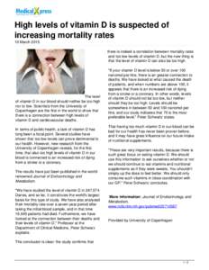 High levels of vitamin D is suspected of increasing mortality rates