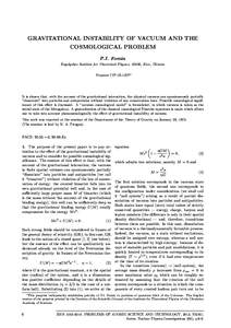 GRAVITATIONAL INSTABILITY OF VACUUM AND THE COSMOLOGICAL PROBLEM P.I. Fomin Bogolyubov Institute for Theoretical Physics, 03680, Kiev, Ukraine Preprint ITP-73-137P∗