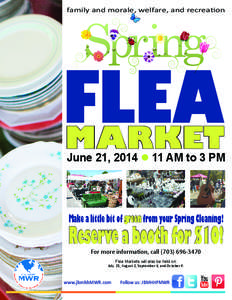 family and morale, welfare, and recreation  FLEA MARKET  June 21, 2014 l 11 AM to 3 PM